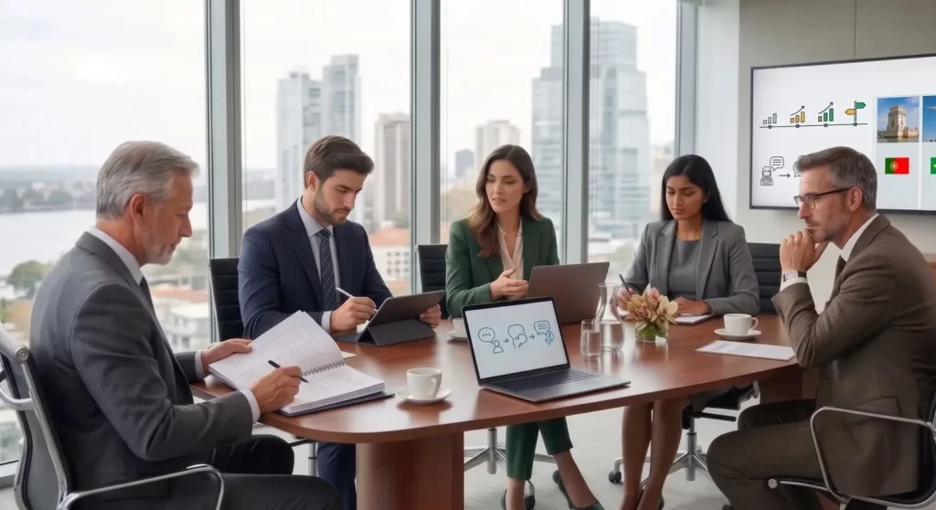 Equipo de profesionales en Argentina participando de un curso de portugués para empresas en formato in-company.